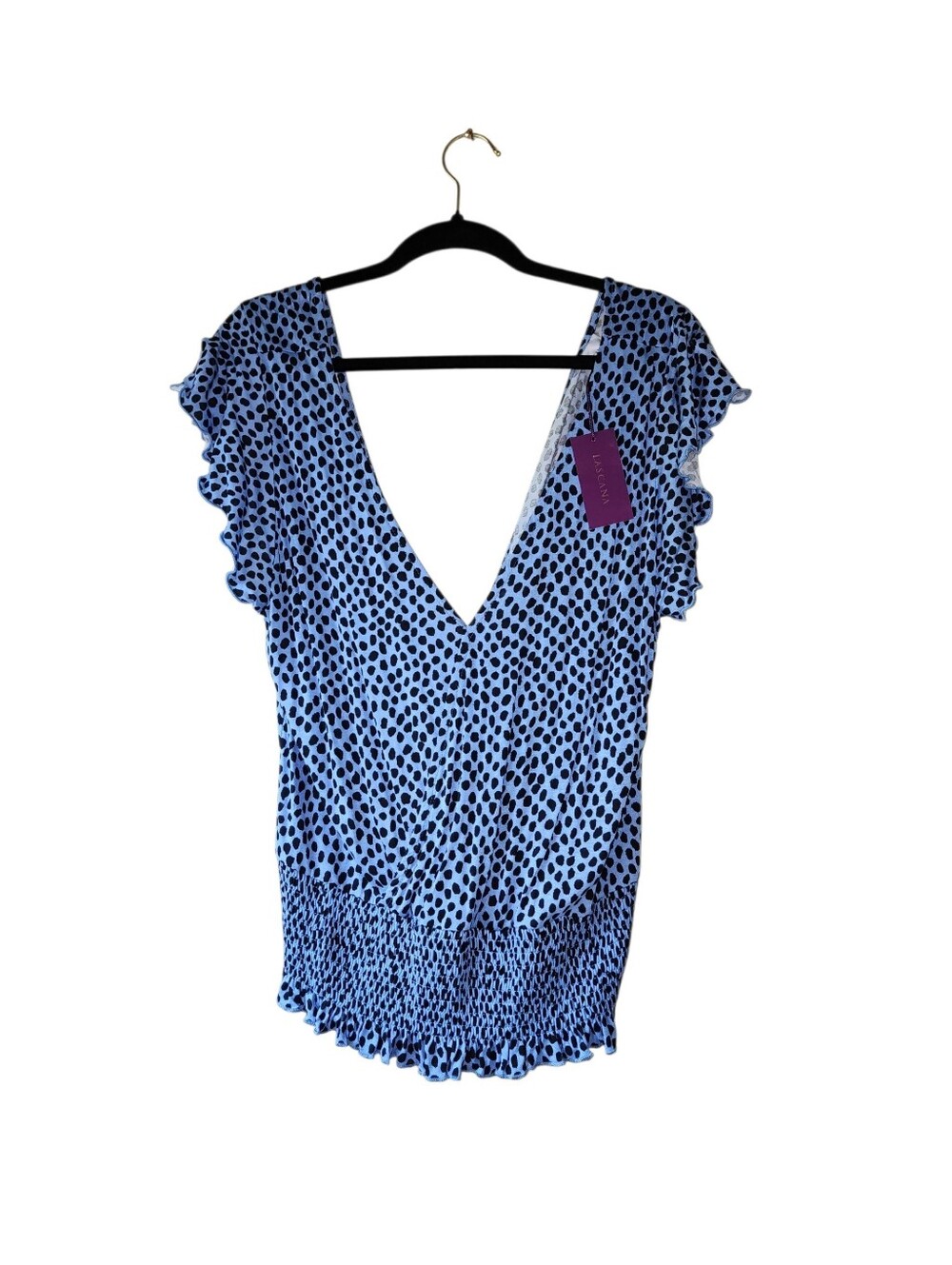 Lascana Blue Abstract Animal Print Top NWT